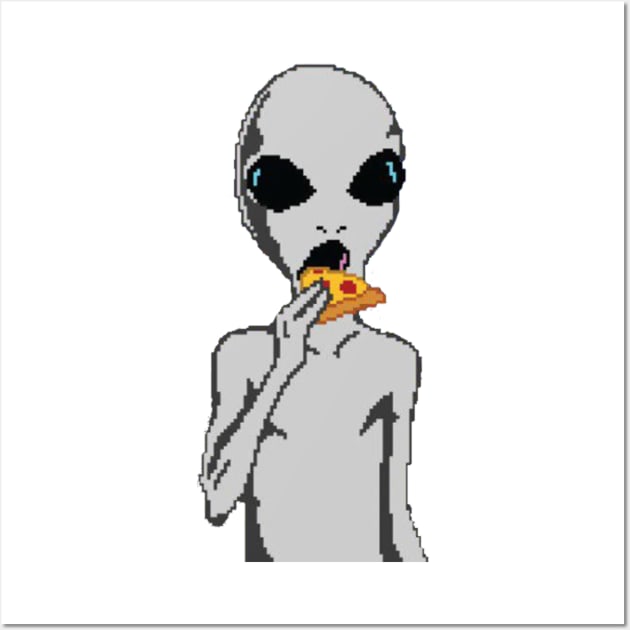 Alien eat pizza Wall Art by cristianvan